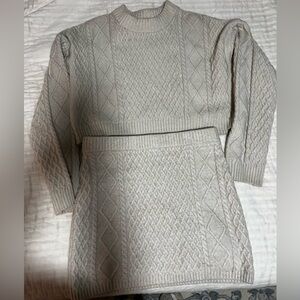 H&M Cream Cable Knit Sweater Set
